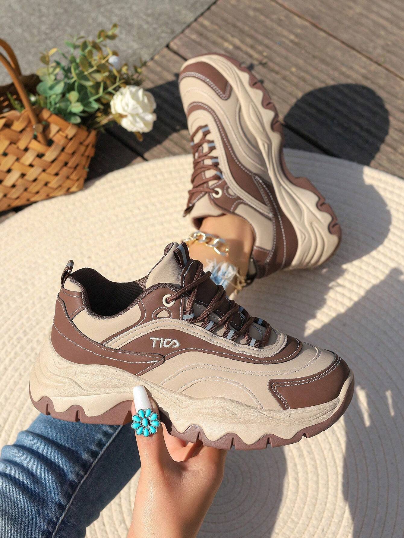 Women'S Shoes Running Sports - Chunky Sneakers Korean Style Breathable Running