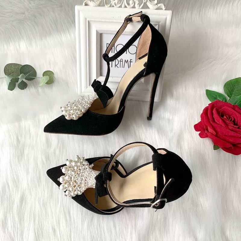 Women Shoes Model - Temperament Velvet Matte Leather Pointed T