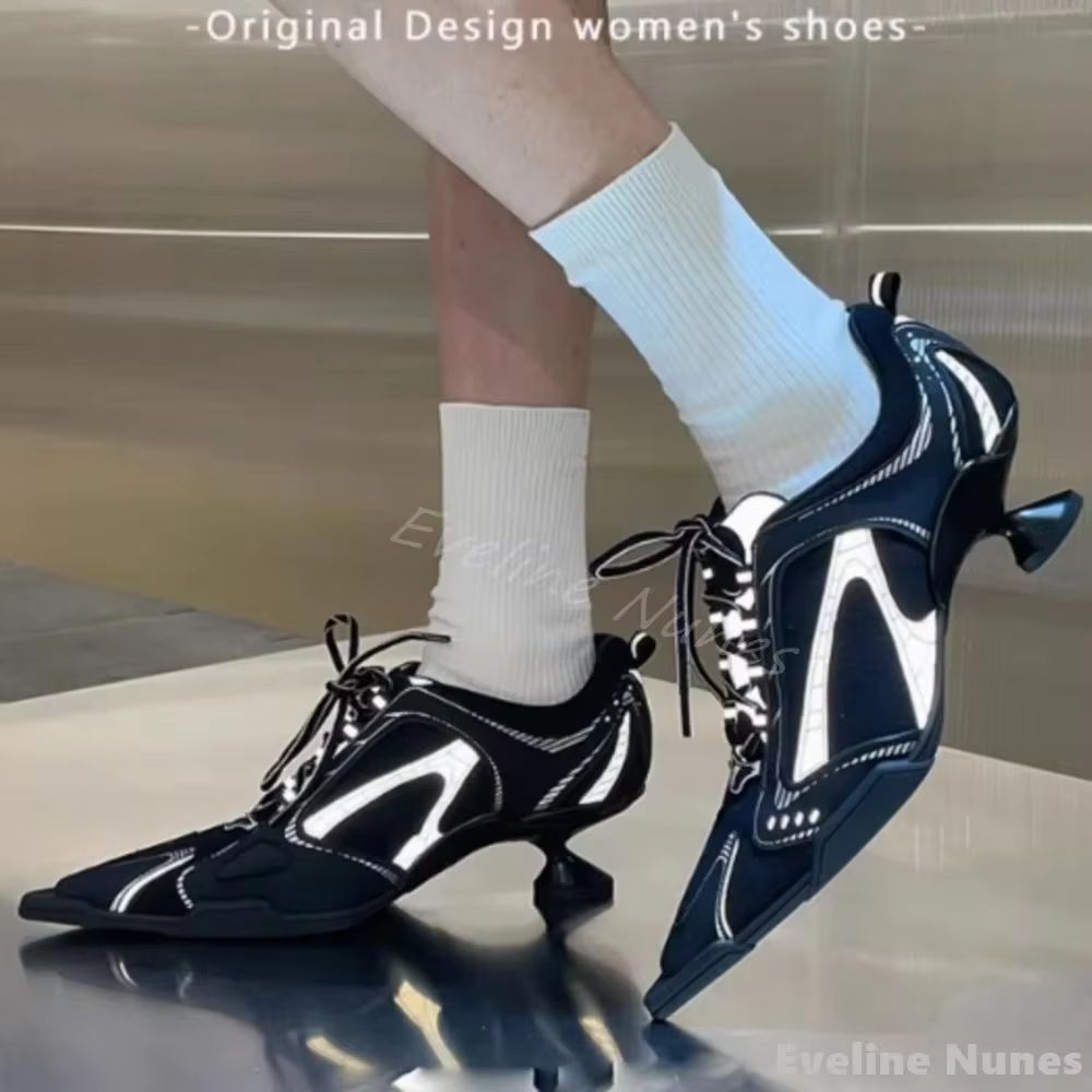 Mesh panel high-heeled sneaker - مراجعة Mesh Sneaker Women وسعره