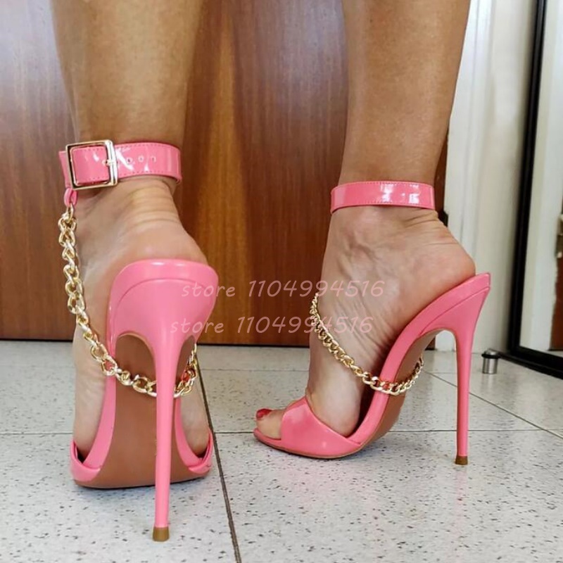 Pink Patent Leather Gold Chain - مراجعة Gold Chain Sandal وسعره