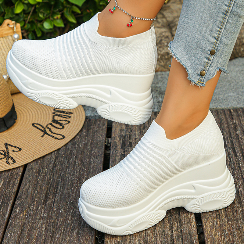 Women's Knitted White Chunky S - مراجعة Mesh Sneaker Women وسعره