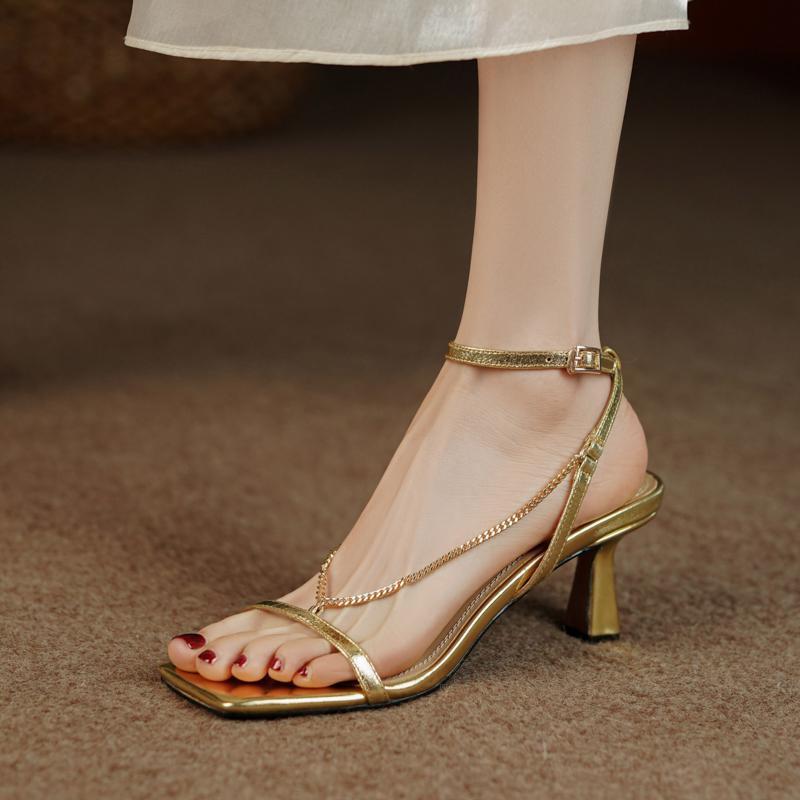 Gold Women's Fashion Sandals,  - مراجعة Gold Chain Sandal وسعره