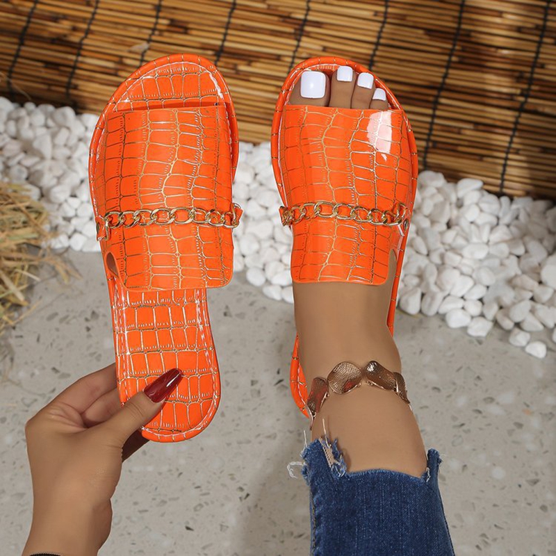 Women's Glitter Gold Slippers  - مراجعة Gold Chain Sandal وسعره