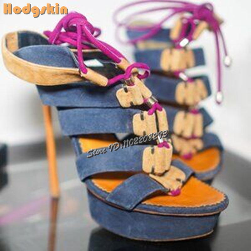 Retro Patchwork Roman Sandals  - مراجعة Leopard Print Heels وسعره
