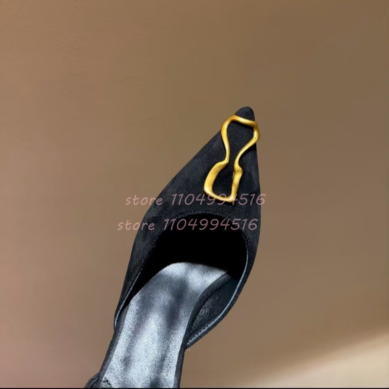Metal Decor Black Suede Cover  - مراجعة Women Shoes Model وسعره