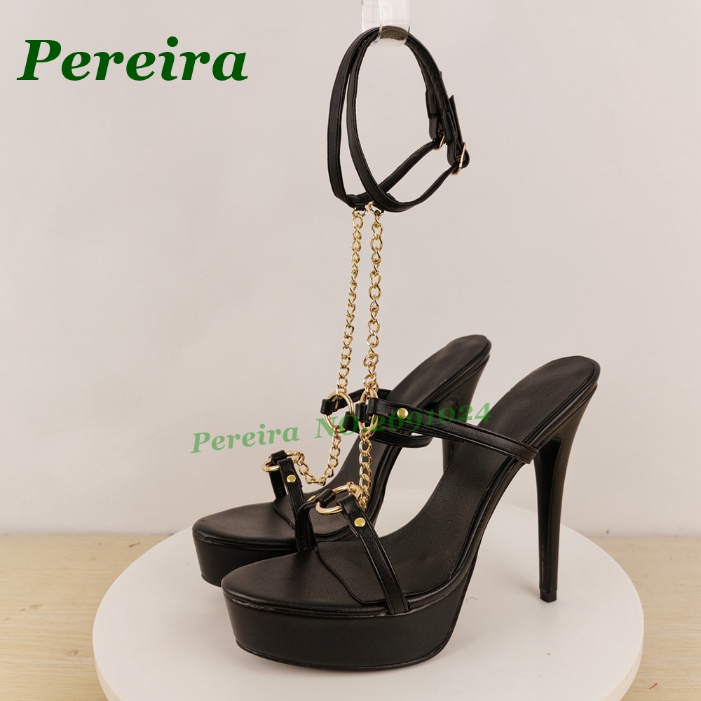 Women's Black Platform Stilett - مراجعة Gold Chain Sandal وسعره