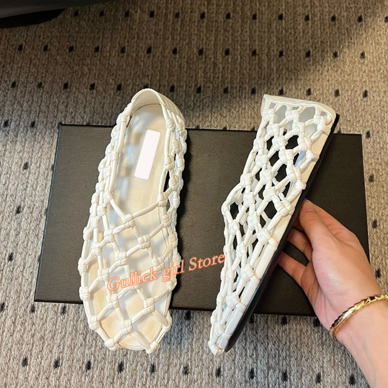French Woven Mesh Hollow flat  - مراجعة Women Shoes Model وسعره