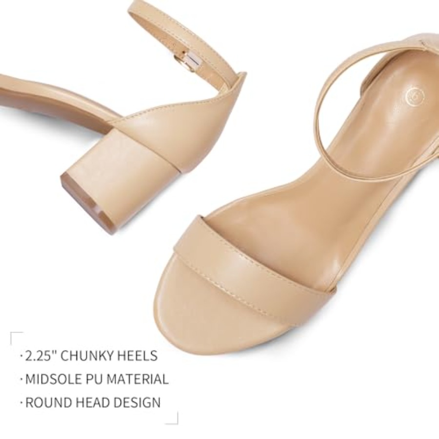 Women's Chunky Low Heels Open  - مراجعة Low Block Heel Pump وسعره