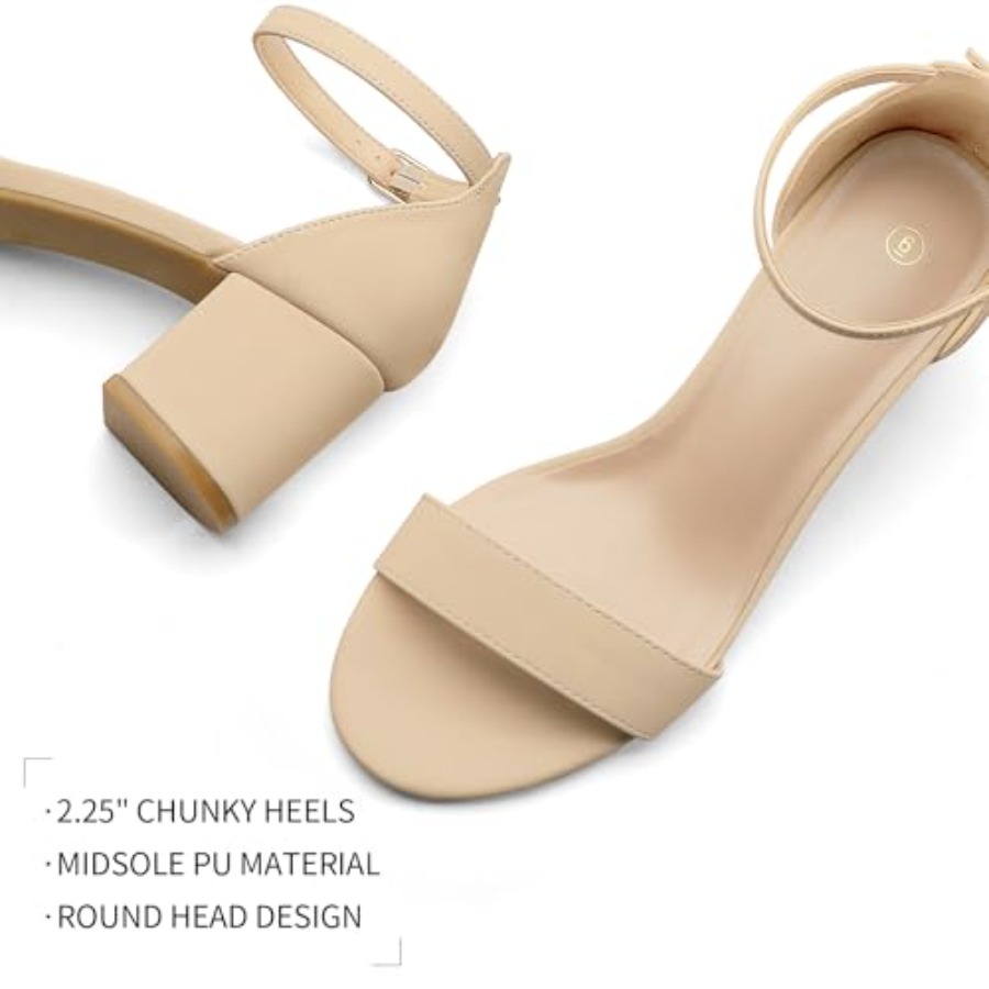 Women's Chunky Low Heels Open  - مراجعة Low Block Heel Pump وسعره