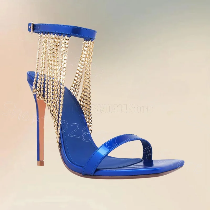 Gold Chain Blue Patent Leather - مراجعة Gold Chain Sandal وسعره