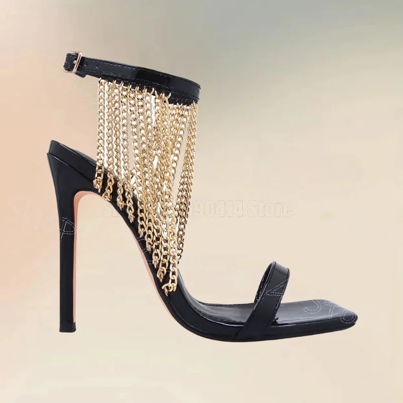 Gold Chain Blue Patent Leather - مراجعة Gold Chain Sandal وسعره