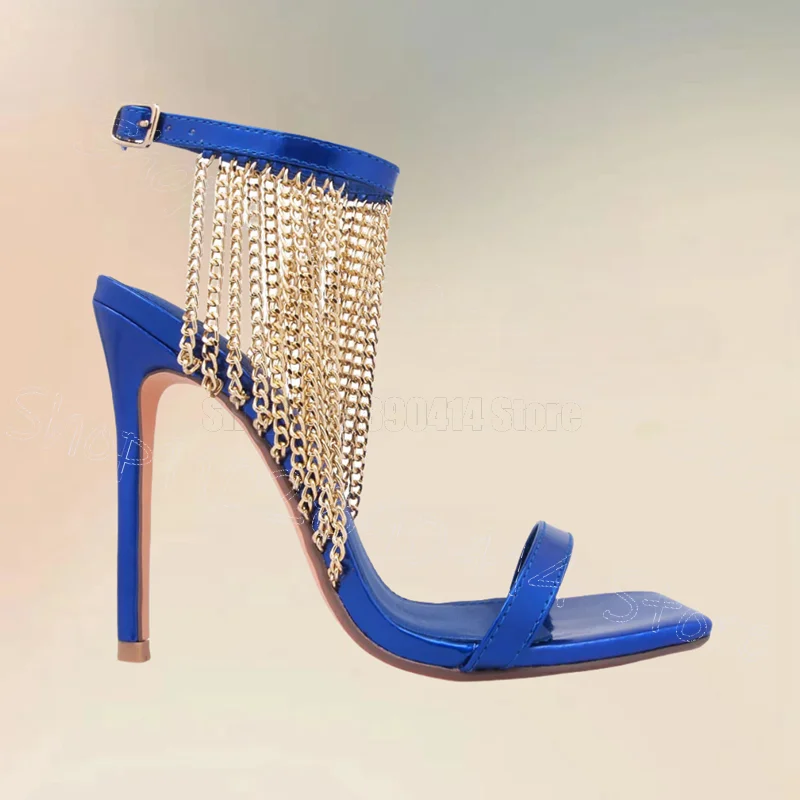 Gold Chain Blue Patent Leather - مراجعة Gold Chain Sandal وسعره