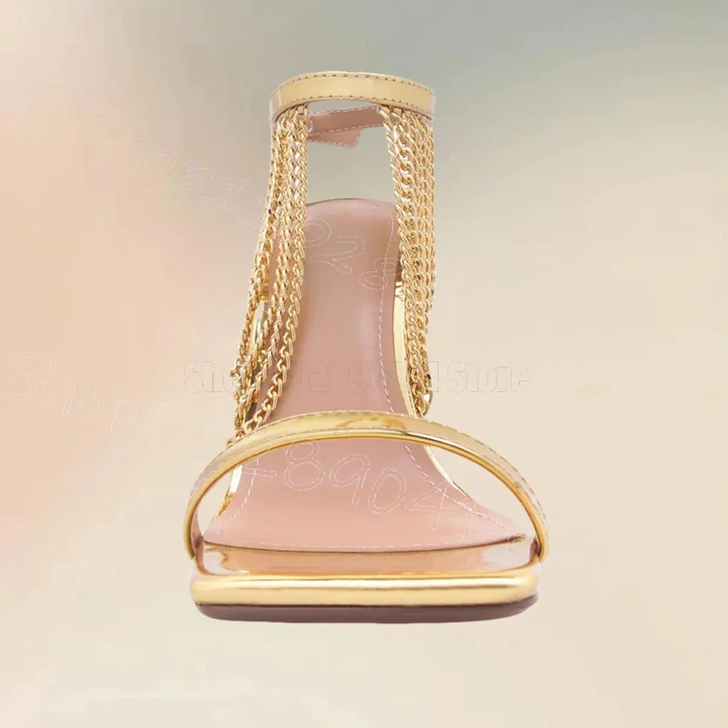 Gold Chain Blue Patent Leather - مراجعة Gold Chain Sandal وسعره