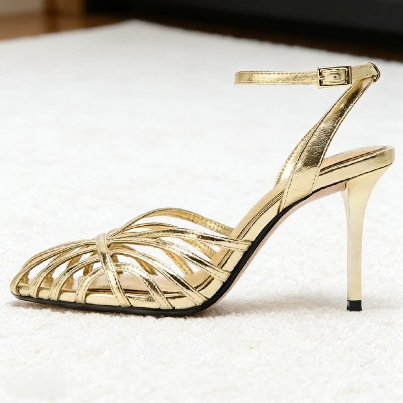 Sexy Gold Hollow Narrow Band H - مراجعة Women Shoes Model وسعره