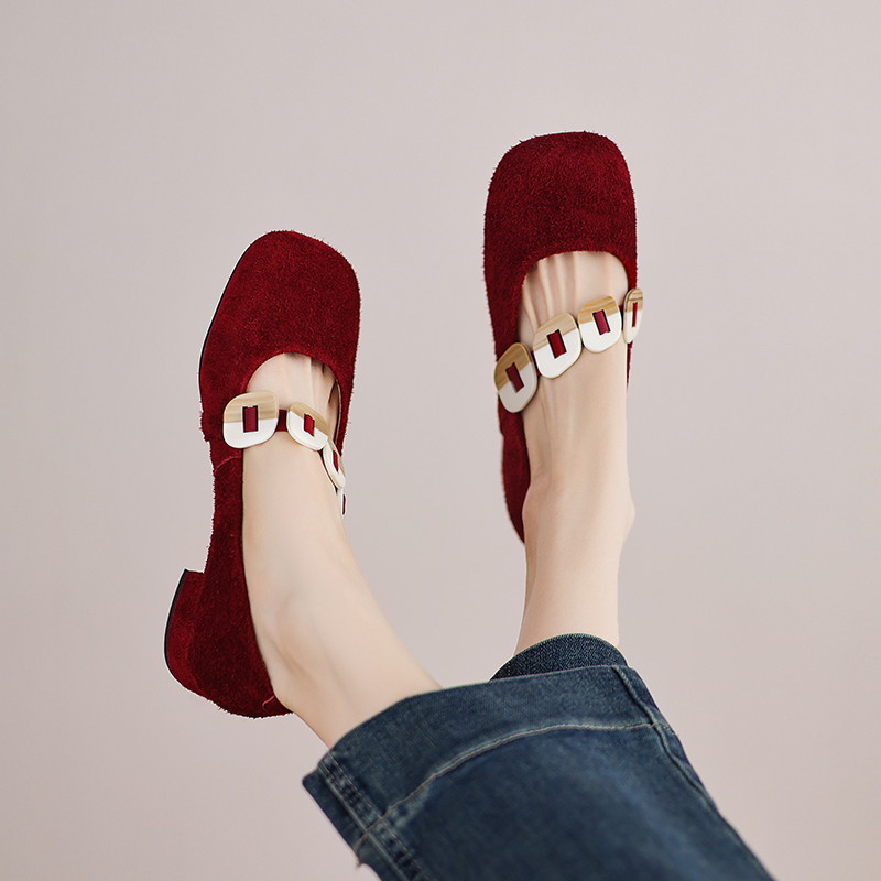 Women Mary Jane Flats Cow Sued - مراجعة Low Block Heel Pump وسعره