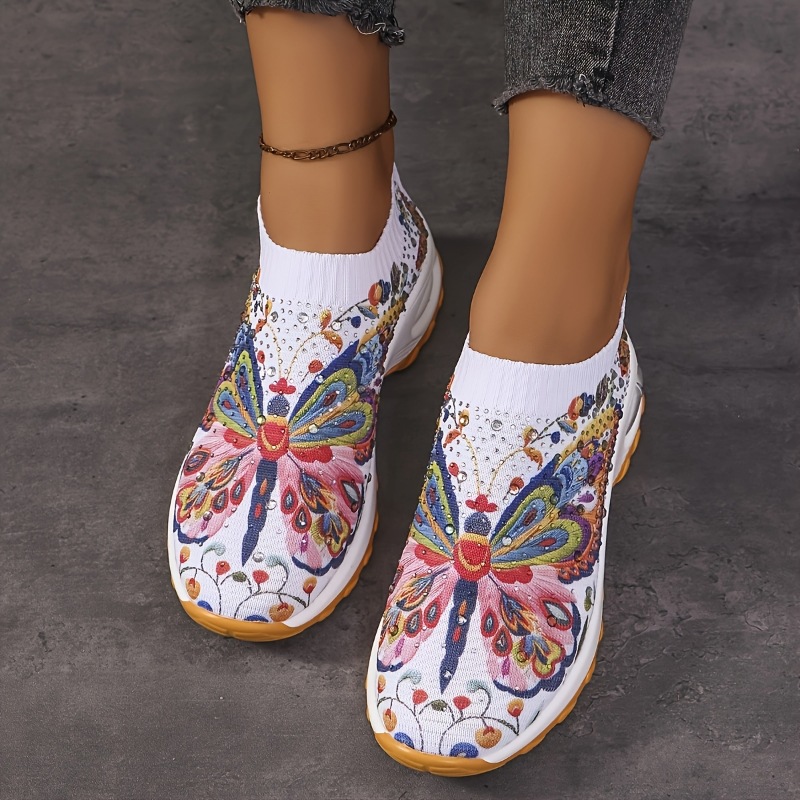 Women's Butterfly Rhinestone S - مراجعة Mesh Sneaker Women وسعره
