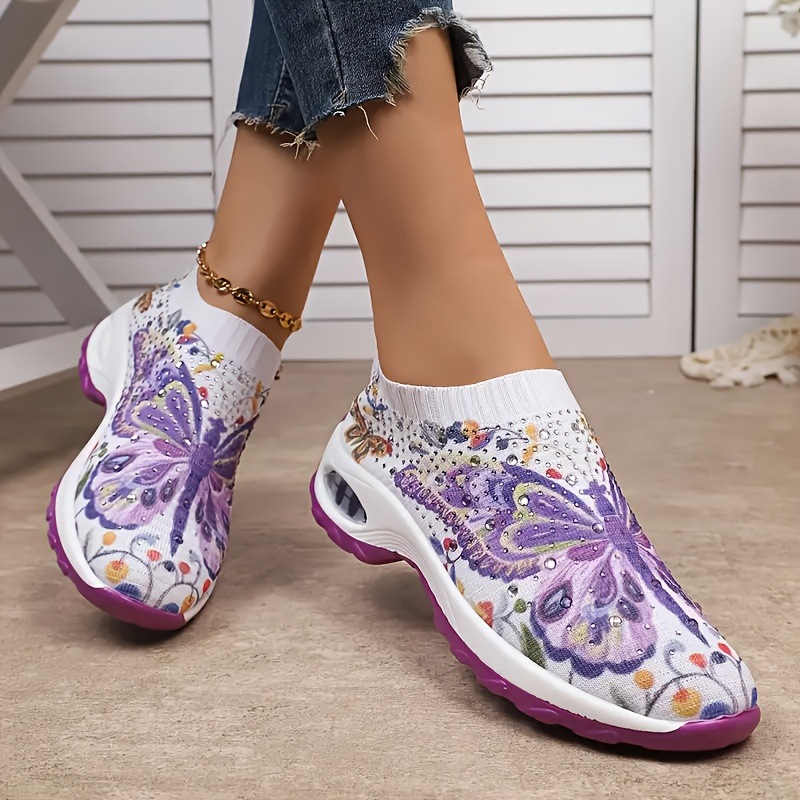 Women's Butterfly Rhinestone S - مراجعة Mesh Sneaker Women وسعره